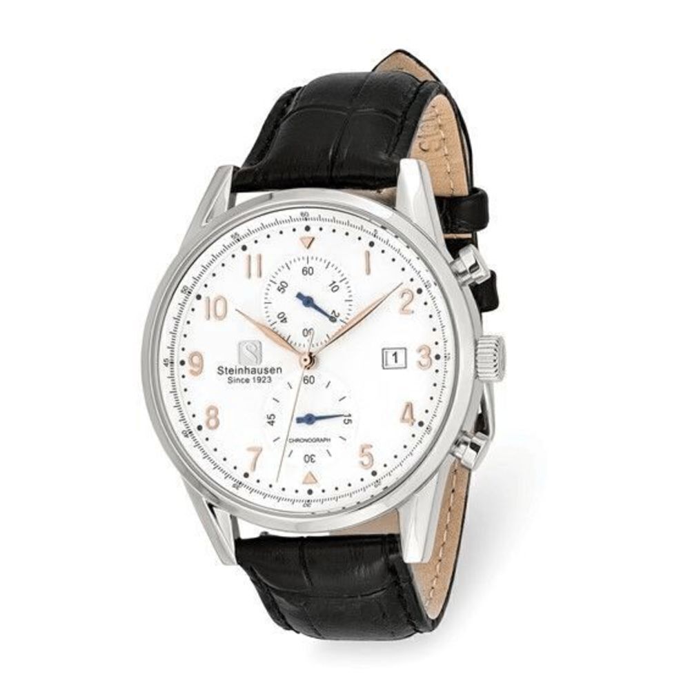 Steinhausen Lugano Stainless White Dial Black Strap Chronograph Watch